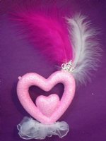 fether heart & mini crown  -hair pin